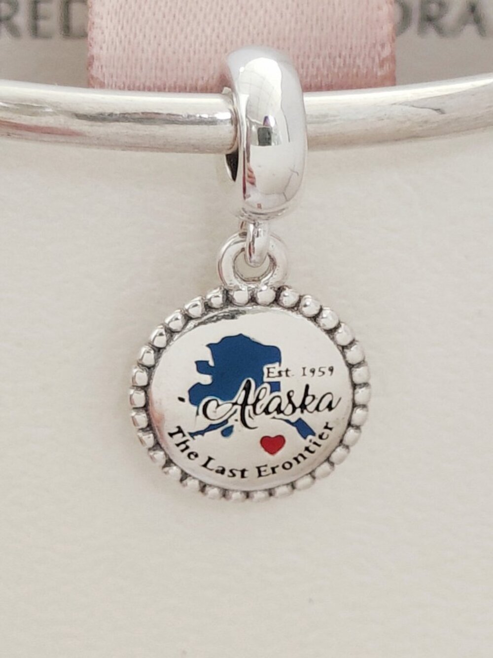 Pandora Alaska Map Exclusive Dangle Charm Sterling Silver Pendant with box